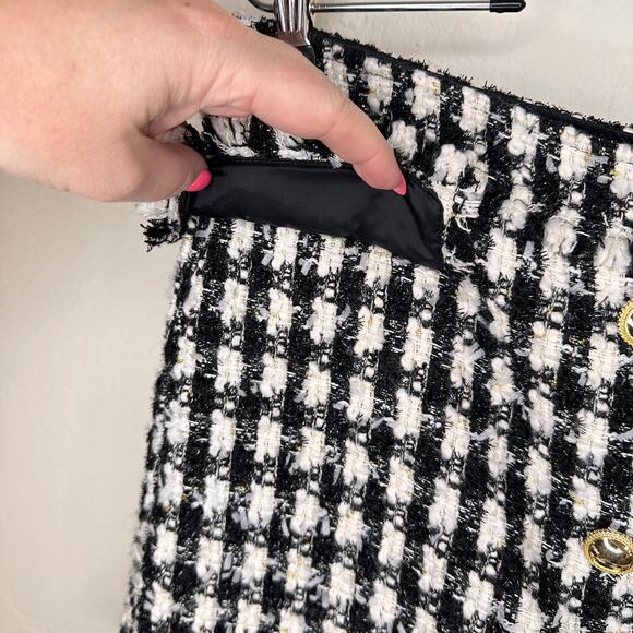 House of Harlow Black and White Checkered Wool Blend Tweed Mini Skort Skirt Lg - Picture 5 of 14